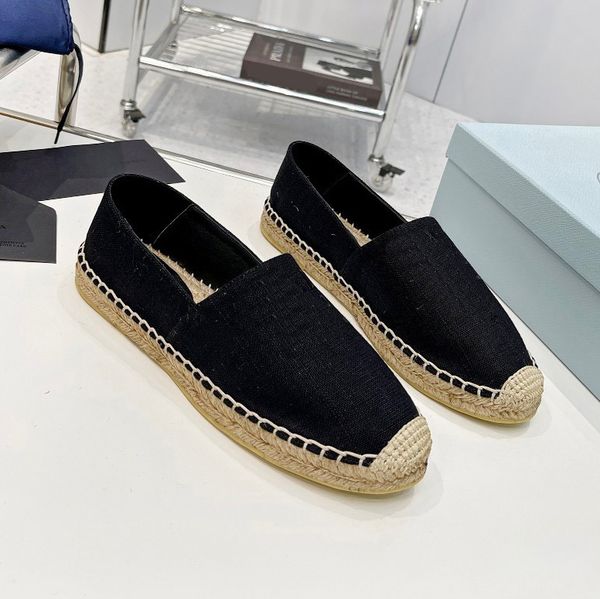 

cotton dirll espadrilles designer shoes luxury sneakers woman casual shoe canvas loafers classic fisherman shoes fashion loafers, Black
