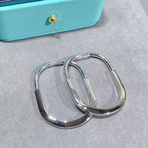 

7a luxury half diamond lock necklace earring set high end fashion women's pendant jewelry with box, Silver