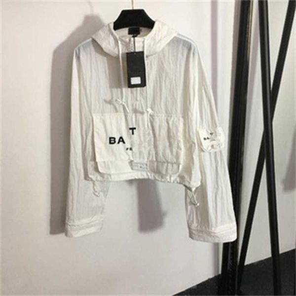 

new fashion designer jacket womens letter print large pockets half-zip long-sleeved hooded windbreaker rashers summer cool clothing, Black;brown