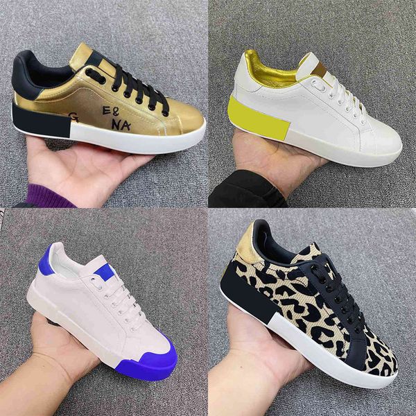 

summer men and women designer new calfskin portofino sneaker casual sport board shoe rubber inner sole flat shoe outdoor sport shoe size 35-, Black