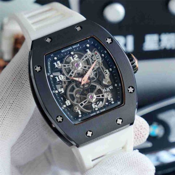 

diamond luxury mens movement watches rm17-01 r i c h a r d hollow tourbillon designer 5kqu new high-end quality iced out montre wrist watch, Slivery;brown