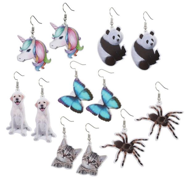 

funny colorful acrylic womens charm creative cartoon animal printing drop dangle earring cute jewelry gifts, Golden