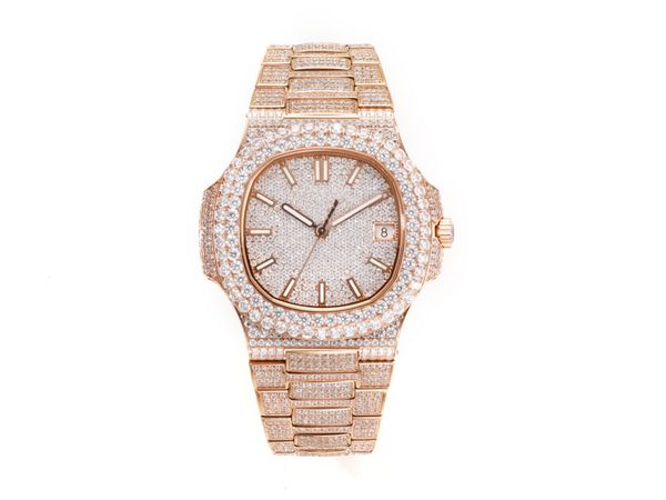

moissanite mosang stone diamond watches customization can pass the test of mens automatic mechanical movement waterproof watch n10, Slivery;golden