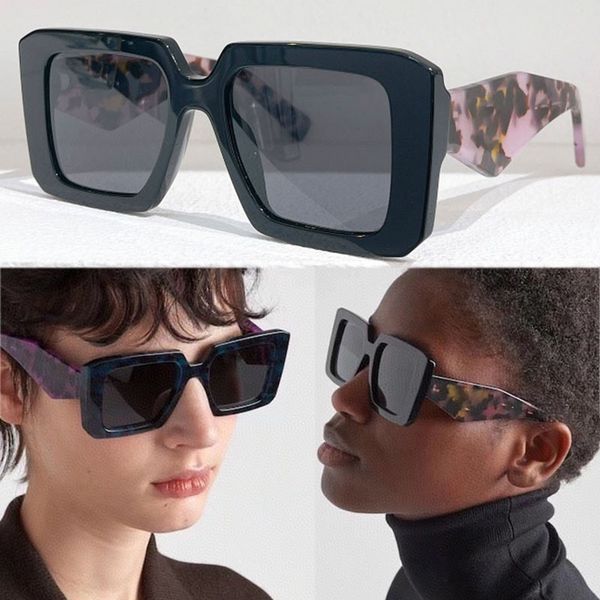 

2023 latest style square frame mens womens sunglasses triangular design of mirror leg spr 23y unique temples fashion sense super with origin, White;black
