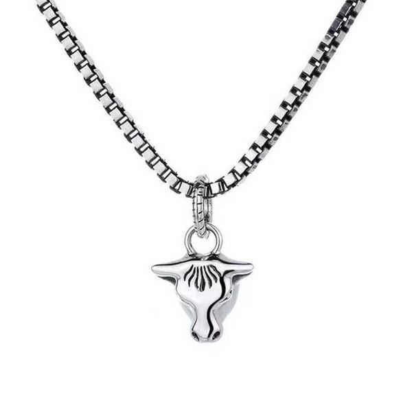 

2023 gujia 925 sterling silver classic ox head couple necklace carving temperament trendy g family collar chain gift