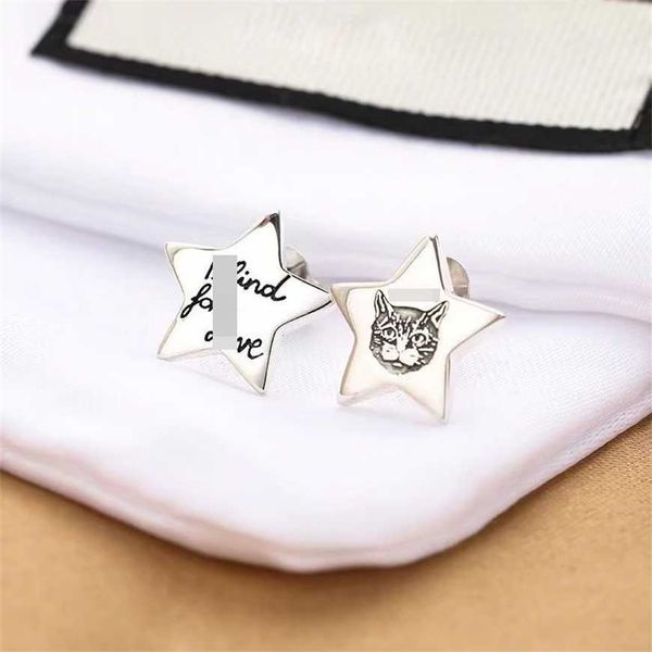 

2023 gujia 925 sterling silver star love fearless fashion versatile men's and women's earrings valentine's day gift, Golden