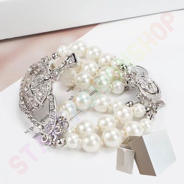 

luxury fashion beaded pearl bracelet three layer diamond filled saturn bracelets charming women wear noble elegant gold and silver bicolor v, Black