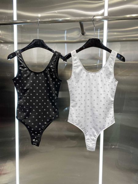 

designer summer fashion swimwear a wang high-end brand temperament spring new cool diamond slim bikini one-piece swimsuit, White;black
