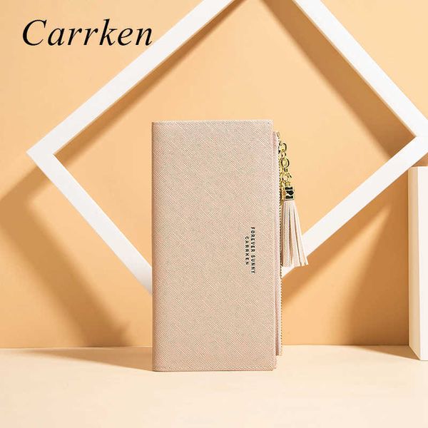 

crrken new women's wallet long fashion cross tassel zipper zero wallet