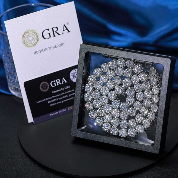 

5mm moissanite tennis chain necklace bracelets for women men, Silver