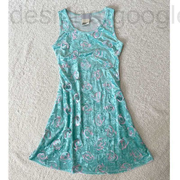 

basic & casual dresses designer 2023 new fashion solid round neck velvet print pattern lady mini dress a-line sleeveless elegant retro women, Black;gray