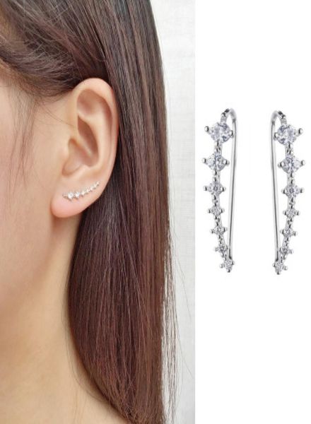 

7 crystal cubic zirconia ushaped ear clip cuff cartilage earrings for women 925 sterling silver hypoallergenic earrings fashion je9516797, Golden;silver