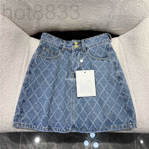 

skirts designer women a-line with letter buttons denim mini skirt girls female vintage milan runway brand high end custom cotton diamond dre, Black