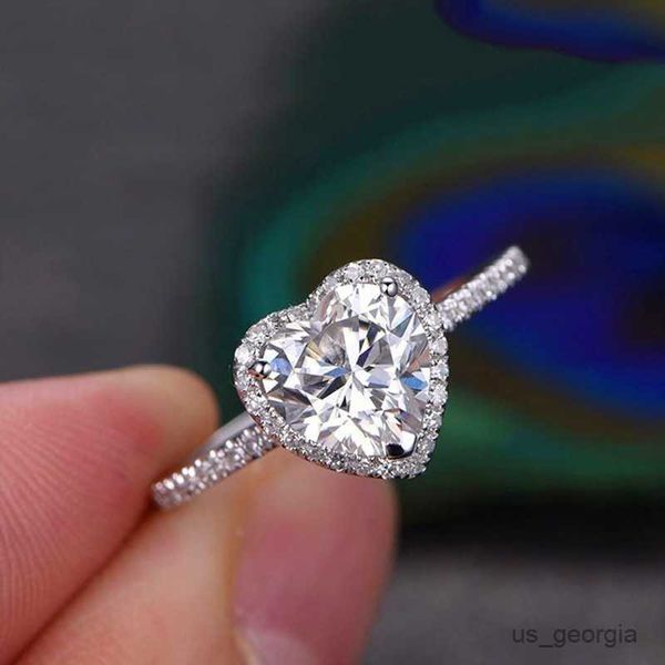 

band rings luxury female crystal love heart ring vintage silver color wedding rings for women charm white zircon stone engagement ring r2306