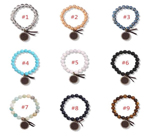 

handmade men women bracelets jewelry tiger eye lave stone turquoise beads bangles yoga balance bracelet elastic 7 chakra prayer ba8623627, Red;brown