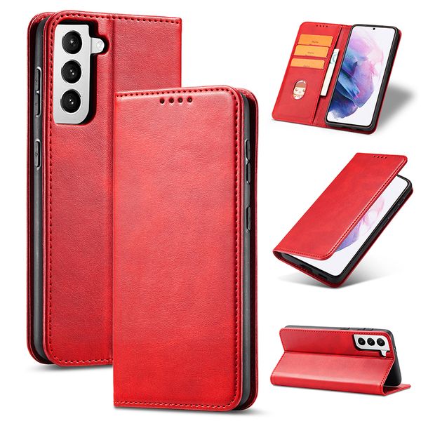 

card pocket slot leather wallet phone cases for samsung galaxy s23 s22 s21 s20 plus ultra fe a14 a24 a34 a54 magnetic kickstand full protect