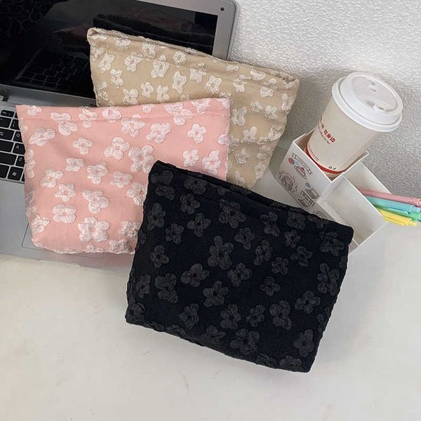 

makeup bag for women large capacity portable high-end feel lifting flower storage bag internet red ins style storage bag wash bag