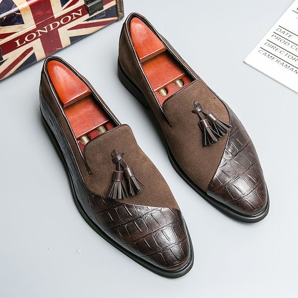 

new men tassels round toe slip-on spring men dress shoes wedding size 38-46, Black