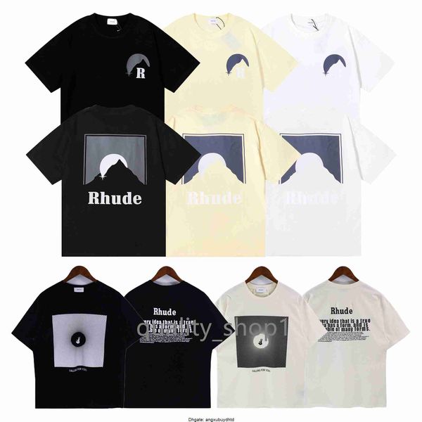 

summer rhude t shirt mens womens designers t-shirts loose tees man casual shirt luxurys clothing streetwear shorts sleeve polos tshirts siz, White;black