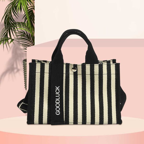 

new tote bag striped canvas women's bag crossbody large capacity portable shoulder bag