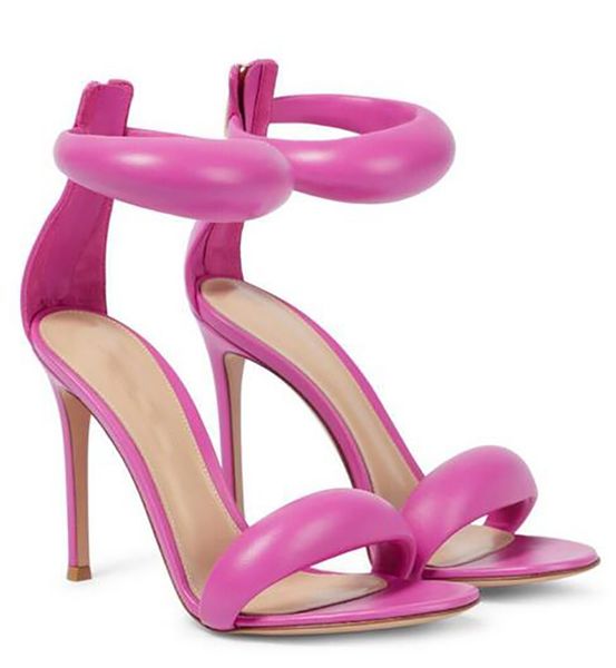 

designer sandals ankle strap bijoux padded leather sandals 100% dermal outsole sandals luxury high heels party wedding, Black