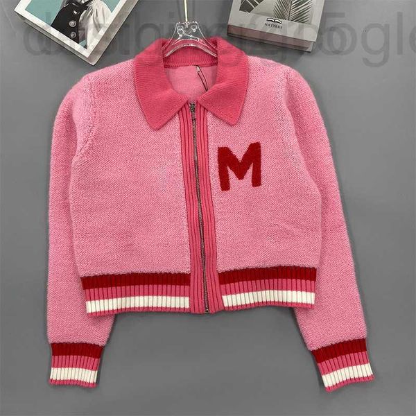 

women's knits & tees designer designer family knitted pink lapel zippered cardigan girly style age reduction short coat new in 2022 win, White