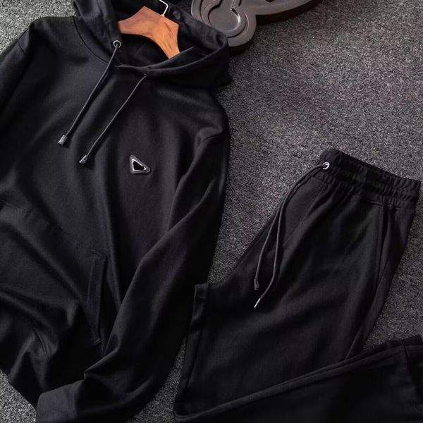

men's hoodie set designer sweatshirt hoodie terry spring windter down pullover men's hoodie thick pullover asian size s-3xl, Black