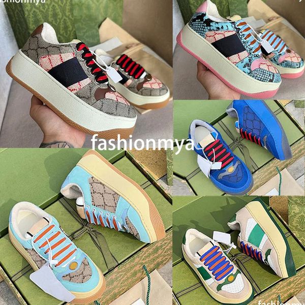 

designer sneaker dirty screener sneakers men womens rubber platform shoes low sneakers crystals metal retro bi-color sole