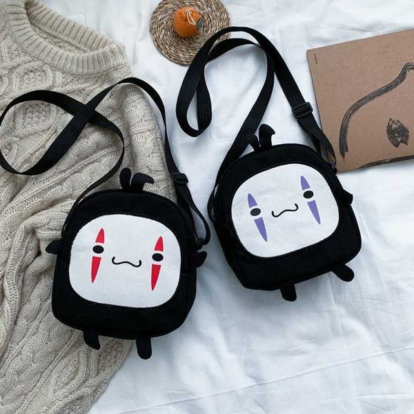 

canvas women's bag 2019 new fashion cartoon funny faceless men's casual crossbody bag canvas bag