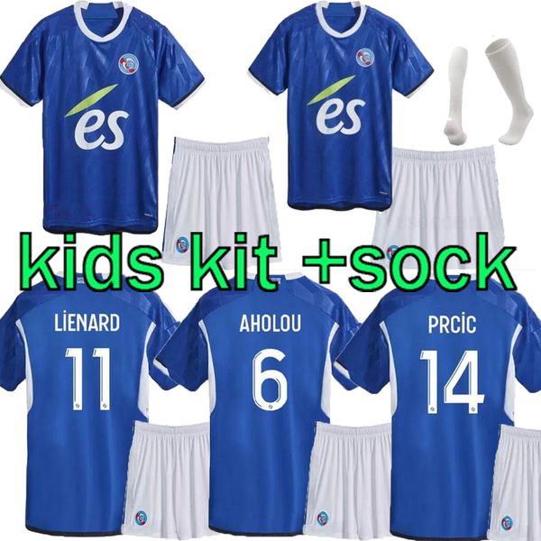 

23 24 rc strasbourg alsace soccer jerseys kids kit djiku gameiro sanson maillot de foot lienard diarra home 2023 diallo bellegarde aholou fo, Black