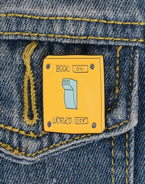 

cute small funny book on off enamel brooches pins for women christmas demin shirt decor fashion jewelry brooch pin metal kawaii ba9294148, Gray