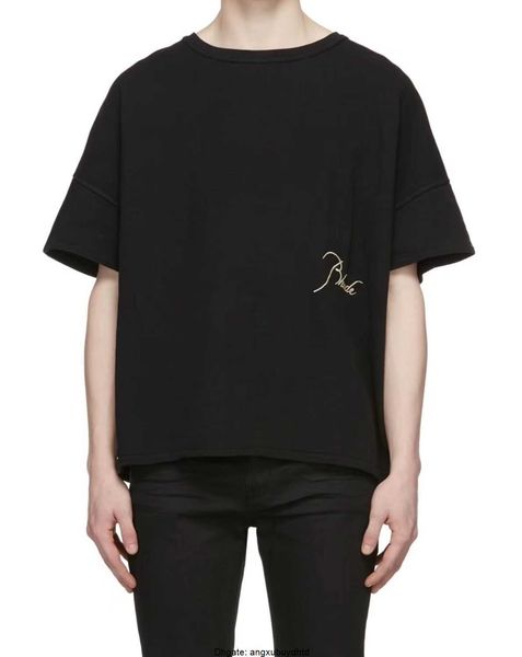 

designer fashion clothing tees tshirts rhude simple loose short sleeve t-shirt embroidered pure cotton large loose short sleeve summer cott, White;black