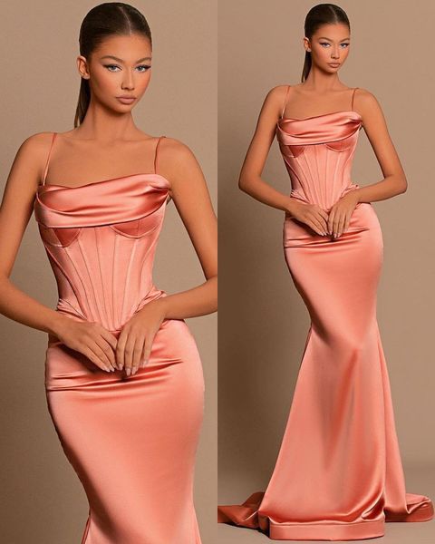 

simple plus size mermaid evening dresses ospaghetti straps draped pleats formal wear celebrity birthday second reception special occasion pr, Black