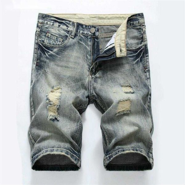 

mens straight ripped denim shorts 2023 new summer fashion designer jeans for men casual color hip hop biker skinny jean shorts, Blue