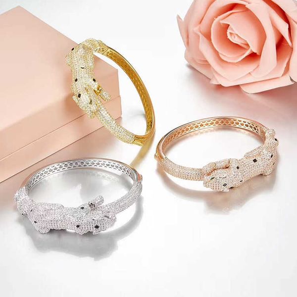 

advanced sense jxj. s925 sterling silver carti excited leopard bracelet female fashion exaggerated fashion handwear, Black