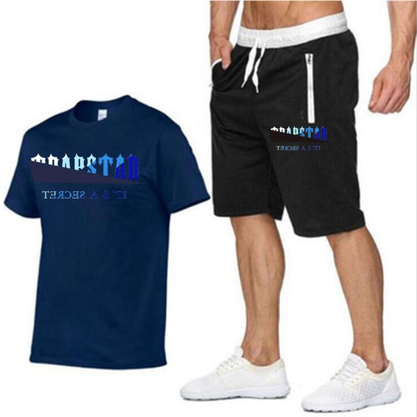 

trapstar tracksuits men's t-shirts designer printing letter luxury black white rainbow color summer sports fashion cotton cord short sl, White;black
