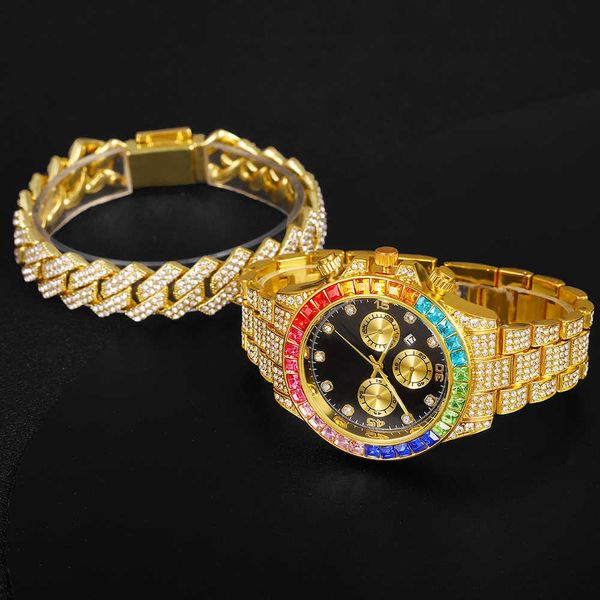

watches brand men watch women iced out diamond hip hop fashion large dial calendar lover ladies quartz wrist montre femme 230613, Slivery;golden
