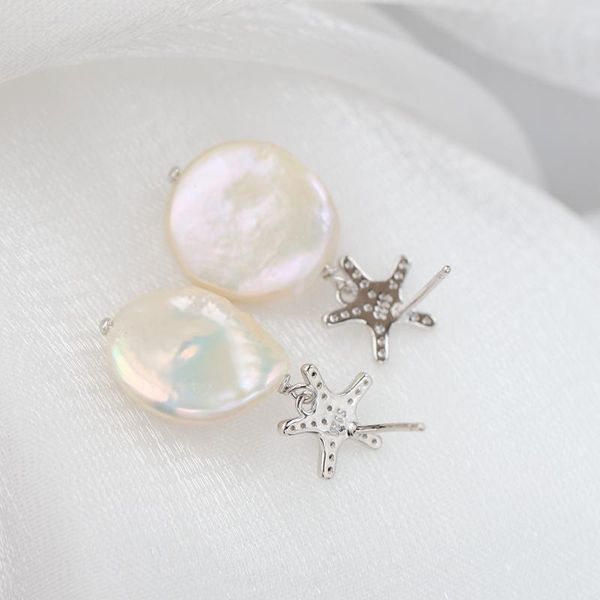 

knot handmade creative female trendy natural baroque freshwater pearl little starfish 925 sterling silver earring fine jewelry gift