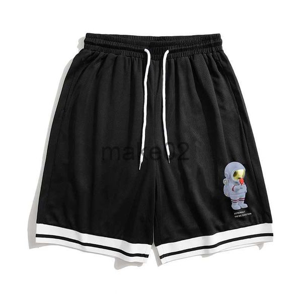 

men's shorts style 2022 summer men's ice shorts trend casual sports quick dry fiveminute pants fashion astronaut printed outdoor s, White;black