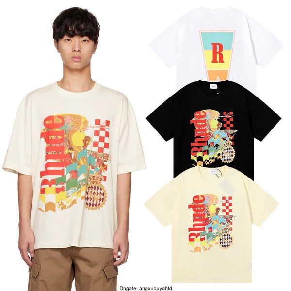 

luxury brand rhude t shirt mens t-shirts designers t shirts clothes men tee us size s-2xl, White;black