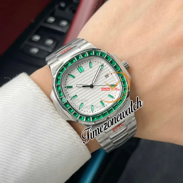 

new jumbo platinum emer bezel 5711 white texture dial 8215 automatic mens watch 5711/1a hip hop bling jewelry 40mm gents watches twpp timezo, Slivery;brown