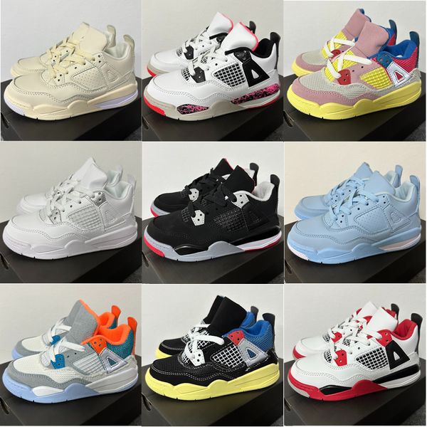 

new kids 4 4s basketball shoes mid children big boy and gril sport sneakers pine green pink game royal scotts obsidian chicago bred white ou