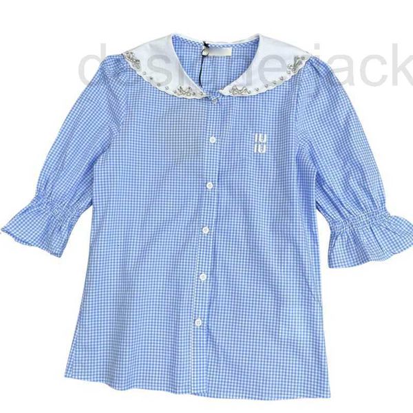 

women's t-shirt designer women 100% cotton tee t shirts with letters embroidery girls vintage beads crop runway short puff sleeve shir, White