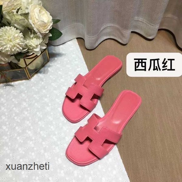 

higslippers shoes 2023 women's bear oran summer slipper designer setting sandal beacleather leisure fashion wear rhinestone flat bottom