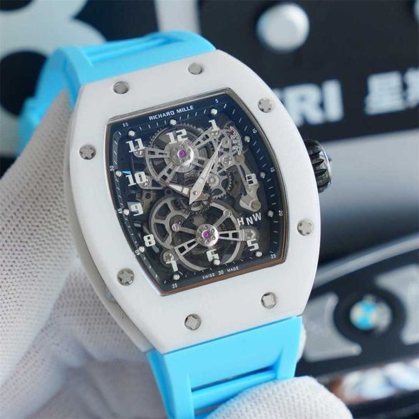 

diamond luxury mens movement watches rm17-01 r i c h a r d hollow tourbillon designer jixu new high-end quality iced out montre wrist watch, Slivery;brown