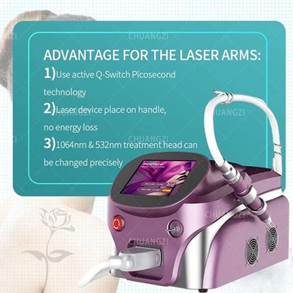 

new 2023 portable sale professional tattoo removal rf equipment q switched picosecond laser carbon pico picotechs nd yag laser for pigment p, Black