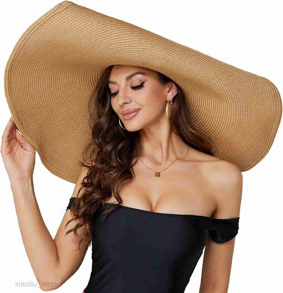 

wide brim hats fashion oversized beach straw hat for women large wide brim visor hats handmade roll up floppy sun hat for summer beach capsu, Blue;gray