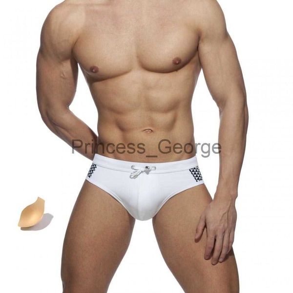 

men's swimwear 2023 solid swimsuit men low waist bathing suit fashion men's swimwear briefs push pad summer bathing beach wear sea