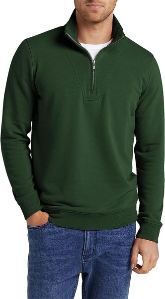 

men's long sleeve quarter-zip fleece sweatshirt casual loose pullovers, White;black