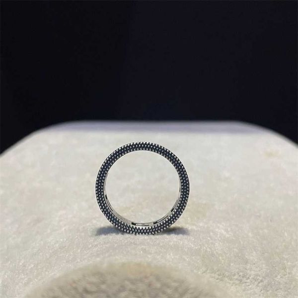 

2023 gu square hollow out g embossed pattern made of old silver ring for men and women